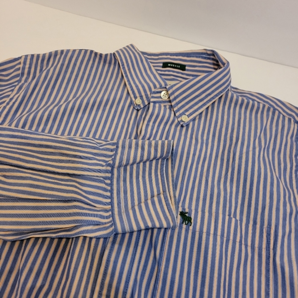 Abercrombie & Fitch Men’s‎ Muscle Fit Striped Button Down Long Sleeve Shirt Sz L